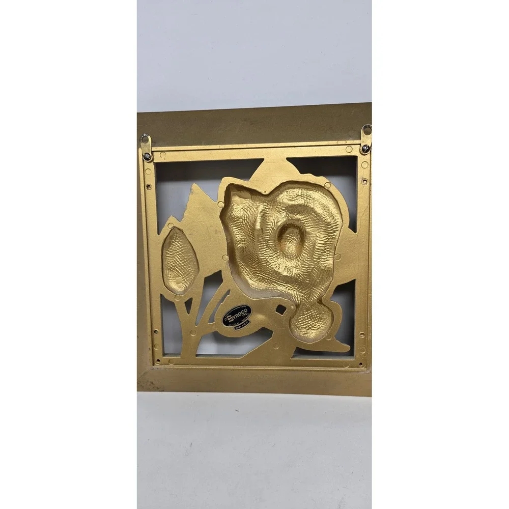 Vtg Syroco Hollywood Regency wall hanging plaques set of 2 flower mid century
